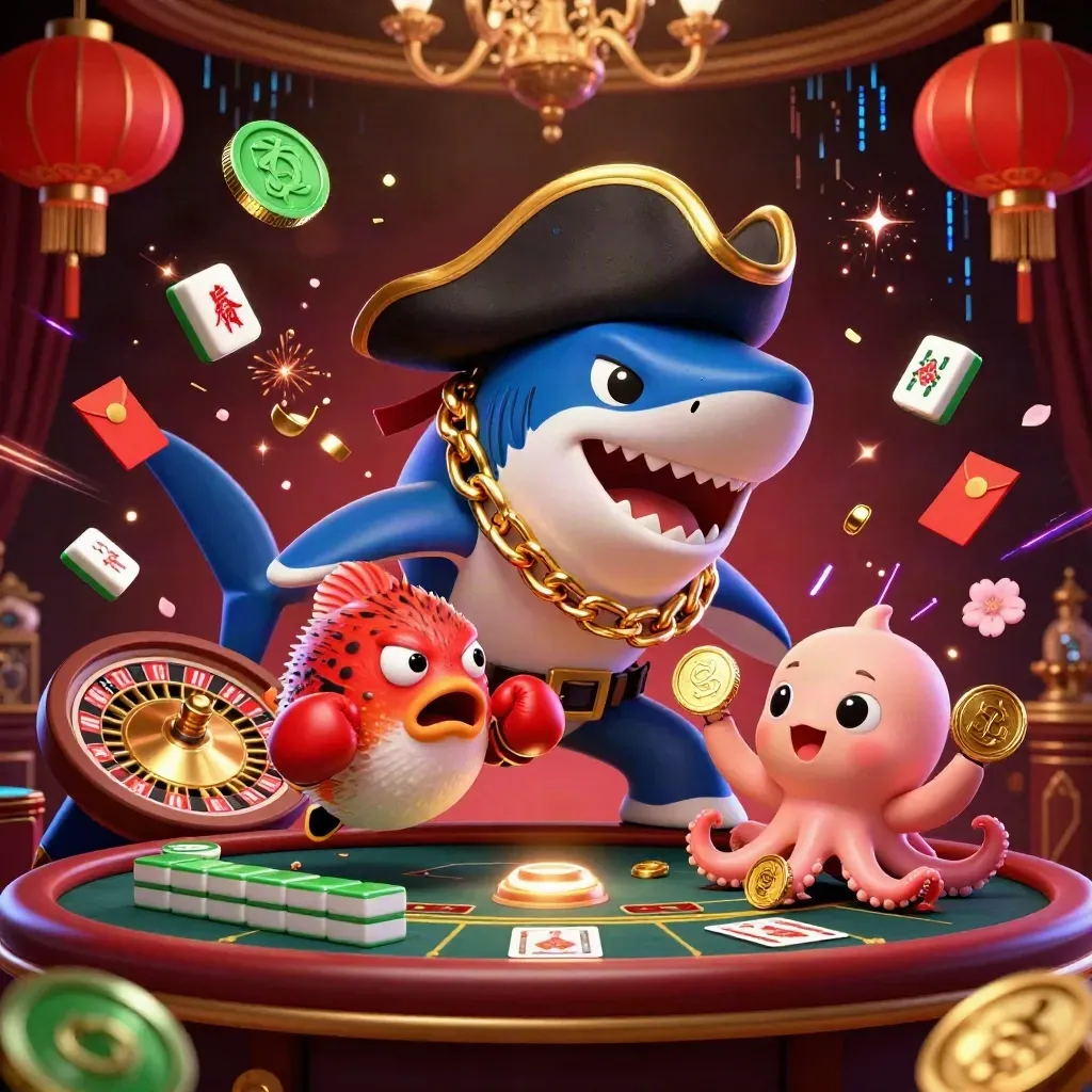 Pirate shark, boxing pufferfish and coin-juggling octopus amid a luxe casino storm